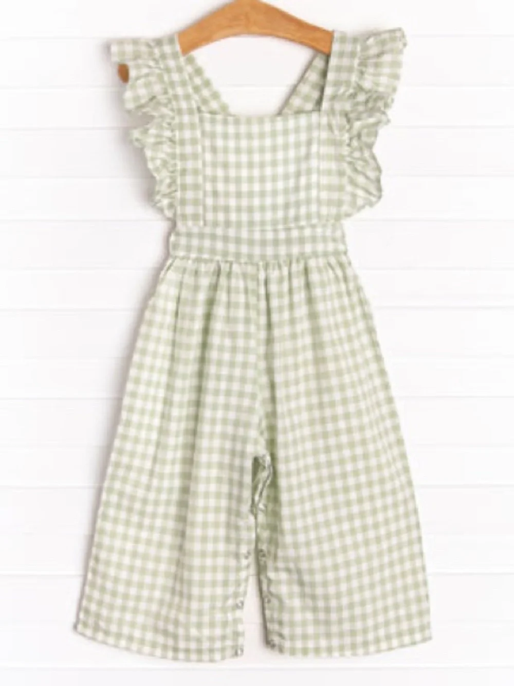 Girls Stitchy Fish Sour apple Gingham  check romper Outfit Size 24 month 24m